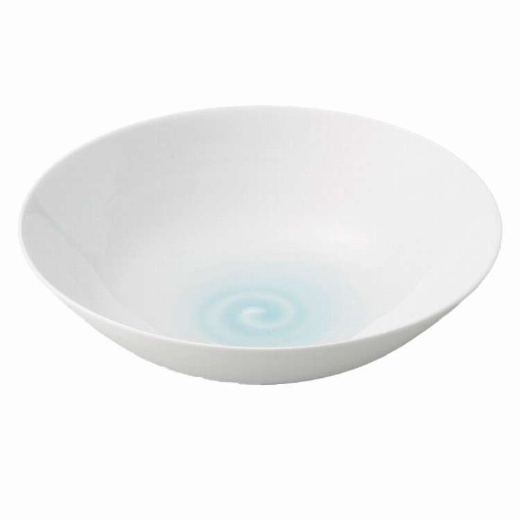 山口隆作青白磁鳴門紋8寸鉢波佐見焼...