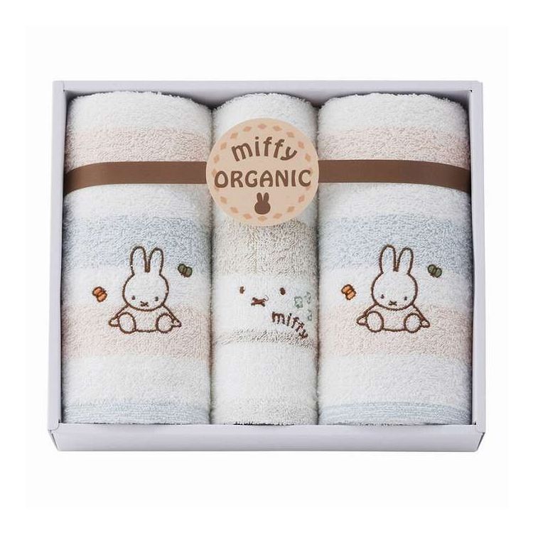 Towel - フェイスタオル2P&ウォッシュタオル オーガニック ミッフィー 2287-26907 ギフト プレゼント(代引不可)