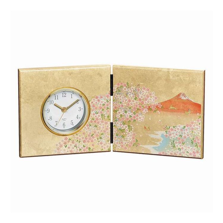 加賀箔 屏風時計 華富士 16838 ギフト プレゼント(代引不可)【送料無料】