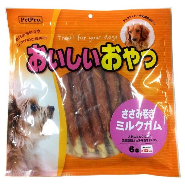 【取り寄せ品のご注意事項（ご注文前にご確認ください）】・本商品は原則注文後のキャンセルはお受けできません。・本商品と他商品で同梱注文をいただき、仮に他商品が完売等でご用意できない場合でも本商品は発送させていただきます。・本商品を複数（2点以上）注文いただき、完売等で注文数のご用意できない場合でもご用意できた数量は発送させていただきます。【商品詳細】わんちゃんの大好きなミルクガムに鶏ささみを巻いた嗜好性の高いおやつです。ミルク味のガムと低脂肪の鶏ササミでわんちゃんの大喜びの一品です。【分類】犬用おやつ【原材料】鶏ササミ、牛皮、でんぷん類、グリセリン、植物蛋白、食塩、亜硝酸ナトリウム、ミルクフレーバー【保証成分】たん白質:65.0％以上脂質:2.0％以上水分：18.0％以下【エネルギー】296kcal/100g【給与方法】・直射日光、高温多湿の場所を避けて保管し、開封後は賞味期限にかかわらず、早めに与えてください。【賞味期限】18ヶ月【商品サイズ】290×290×40(mm)【完成サイズ】290×290×40(mm)【原産国または製造地】中国【諸注意】(保存方法)・直射日光、高温多湿の場所を避けて保管し、開封後は賞味期限にかかわらず、早めに与えてください。【送料について】北海道、沖縄、離島は送料を頂きます。