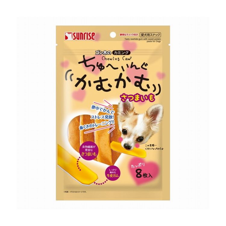 【商品説明】・板状の牛皮にワンちゃんの大好きなさつまいもを塗り付けた牛皮ガムです。・噛むことで歯と歯ぐきの健康維持やストレス解消に役立ち、夢中になって噛む姿も楽しめるスナックです。○原材料(成分)いも類(さつまいも)、肉類(牛皮)、でん粉類(タピオカでん粉)、増粘安定剤(ソルビトール)、保存料(ソルビン酸カリウム)○賞味／使用期限(未開封)540日※仕入れ元の規定により3ヶ月以上の商品のみ出荷致します○保管方法・高温、多湿、日光をさけて保存し、開封後は早めにお与えください。○原産国中国○メーカー名株式会社 マルカン サンライズ事業部【取り寄せ品のご注意事項（ご注文前にご確認ください）】・本商品は原則注文後のキャンセルはお受けできません。・本商品と他商品で同梱注文をいただき、仮に他商品が完売等でご用意できない場合でも本商品は発送させていただきます。・本商品を複数（2点以上）注文いただき、完売等で注文数のご用意できない場合でもご用意できた数量は発送させていただきます。【送料について】北海道、沖縄、離島は送料を頂きます。LINK単品6個セット12個セット24個セット