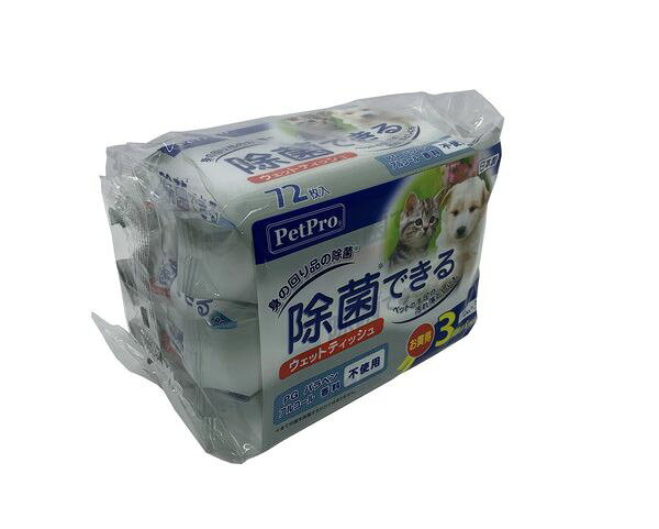 ペットプロジャパン 除菌できるウェットティッシュ72枚入×3P