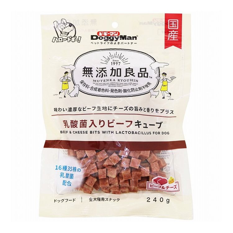 【商品説明】おいしさが詰まった牛肉ベースの生地に、チーズの旨みをプラス。保存料、合成着色料、発色剤を使わずに作りました。お肉のおいしさがギュッと詰まった牛肉ベースの生地に、芳醇な味わいのチーズの旨みをプラスしました。腸内フローラのバランスを整える16種35株の乳酸菌配合。・メーカー名ドギーマンハヤシ 株式会社・原材料(成分)穀類(小麦粉、小麦グルテン)、肉類(鶏肉、牛肉、鶏ササミ)、チーズ、糖類、ゼラチン、乳酸菌(乳酸菌代謝産物含有)、グリセリン、ミネラル類(カルシウム、ナトリウム)、ソルビトール、pH調整剤、着色料(コチニール、クチナシ)、膨張剤、香料、ビタミンE・賞味期限別途パッケージに記載・原産国または製造地日本・保存方法別途パッケージに記載【送料について】北海道、沖縄、離島は送料を頂きます。