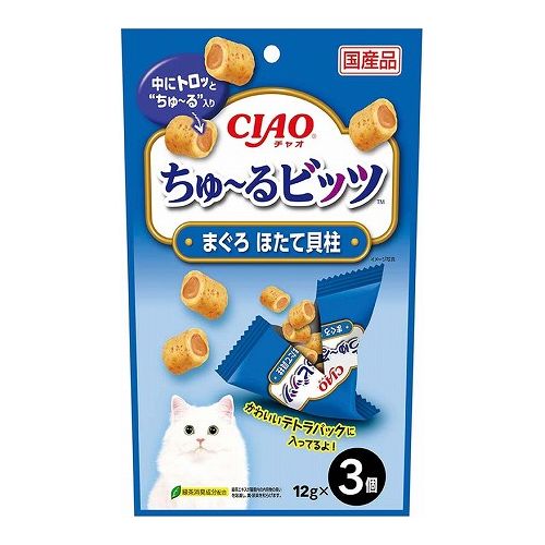 いなばペットフード CIAO ちゅ~るビッツ まぐろ ほたて貝柱入り 12g×3袋