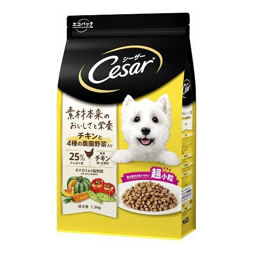 【取り寄せ品のご注意事項（ご注文前にご確認ください）】・本商品は原則注文後のキャンセルはお受けできません。・本商品と他商品で同梱注文をいただき、仮に他商品が完売等でご用意できない場合でも本商品は発送させていただきます。・本商品を複数（2点以上）注文いただき、完売等で注文数のご用意できない場合でもご用意できた数量は発送させていただきます。【商品説明】商品説明チキンを第一主原料に使用し、4種の農園野菜とブレンド。愛犬の健やかな毎日のために、厳選素材が本来持つおいしさや栄養を活かし、愛情たっぷりに仕上げた食事です。超小型犬の食べやすさに配慮した超小粒設計。・原材料(成分)チキンミール、小麦、さとうもろこし、鶏脂＊、チキンエキス、とうもろこし、家禽類、シュガービートパルプ、えんどう豆、にんじん、かぼちゃ、トマト、ビタミン類(A、B1、B2、B6、B12、D3、E、コリン、ナイアシン、パントテン酸、葉酸)、ミネラル類(亜鉛、カリウム、クロライド、セレン、鉄、銅、ナトリウム、ヨウ素)、メチオニン＊オメガ3＆6脂肪酸源・賞味／使用期限(未開封)※仕入れ元の規定により半年以上期限の残った商品のみ出荷致します18ヶ月・原産国または製造地オーストラリア・保存方法別途パッケージに記載・メーカー名マースジャパンリミテッド【送料について】北海道、沖縄、離島は送料を頂きます。