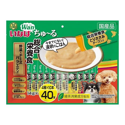 Semi Moist Food - いなばペットフード いなば Wanちゅ~る 総合栄養食 野菜・チーズバラエティ 14g×40本【送料無料】