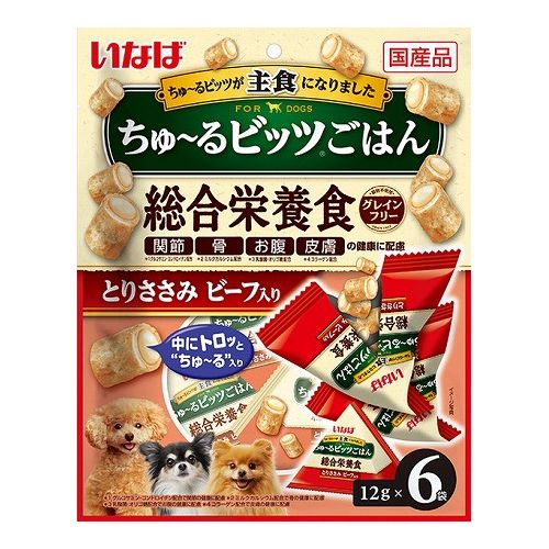 いなばペットフード いなば ちゅ~るビッツごはん とりささみ ビーフ入り 12g×6袋入 1