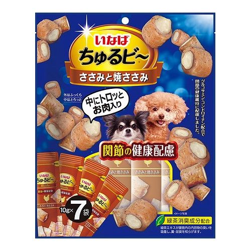 Semi Moist Food - いなばペットフード いなば ちゅるビ~ ささみと焼ささみ 関節の健康配慮 10g×7袋