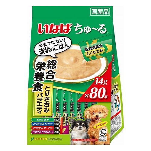 いなばペットフード ちゅ~る 総合栄養食 とりささみバラエティ 14g×80本入【送料無料】