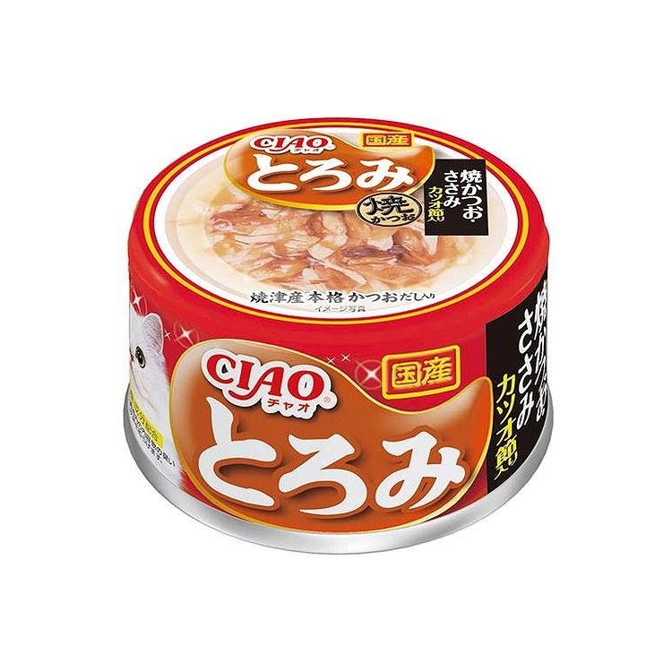 【取り寄せ品のご注意事項（ご注文前にご確認ください）】・本商品は原則注文後のキャンセルはお受けできません。・本商品と他商品で同梱注文をいただき、仮に他商品が完売等でご用意できない場合でも本商品は発送させていただきます。・本商品を複数（2点以上）注文いただき、完売等で注文数のご用意できない場合でもご用意できた数量は発送させていただきます。【商品説明】「だし」を効かせた本格仕立て！・「だし」を効かせたとろみスープと素材のおいしい組み合わせ。香ばしい焼かつおフレークに、ささみとかつお節をとろみ仕立てに。・緑茶消臭成分配合で腸管内の内容物の臭いを吸着し、糞・尿臭を和らげます。●原材料(成分)鶏肉(ささみ)、宗田鰹、かつお節、かつお節エキス、糖類(オリゴ糖等)、植物性油脂、増粘剤(加工でん粉)、ミネラル類、調味料(アミノ酸等)、増粘多糖類、ビタミンE、紅麹色素、緑茶エキス、カロテノイド色素●賞味／使用期限(未開封)36ヶ月※仕入れ元の規定により半年以上期限の残った商品のみ出荷致します。●保存方法別途パッケージに記載●メーカー名いなばペットフード 株式会社【送料について】北海道、沖縄、離島は送料を頂きます。