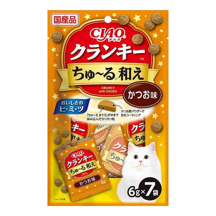 【24個セット】 CIAO クランキー ちゅ~る和え かつお味 6g×7袋 x24【送料無料】