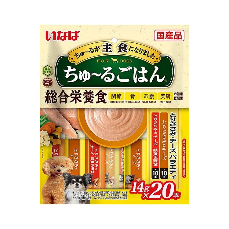 【4個セット】 いなば ちゅ~るごはん とりささみ・チーズバラエティ 14g×20本 x4【送料無料】