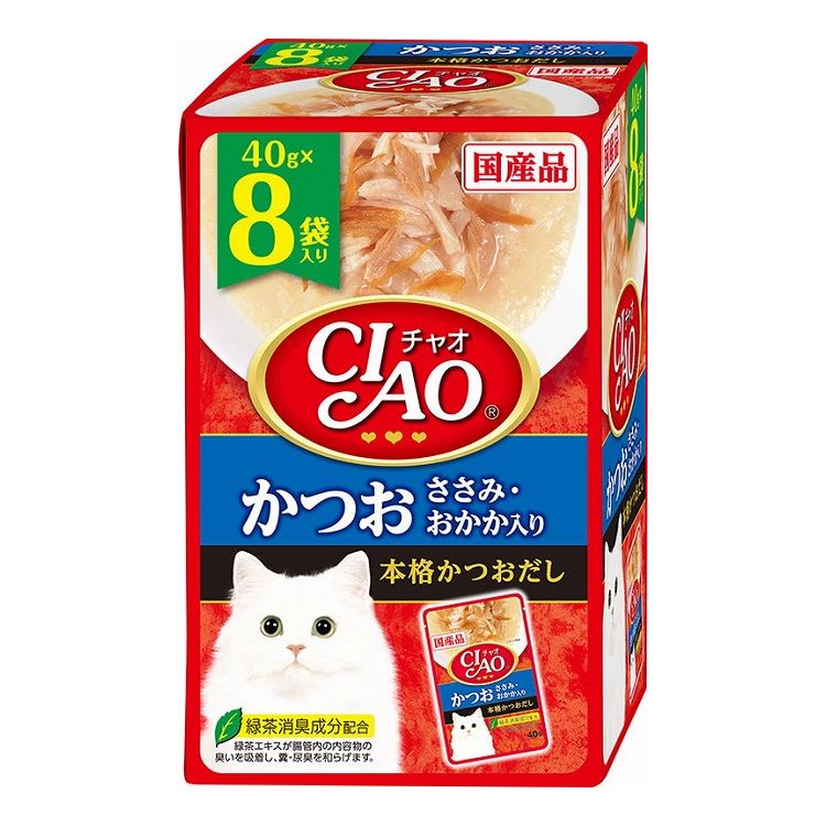 【4個セット】 CIAO パウチ かつお ささみ・おかか入り 40g×8袋 x4【送料無料】