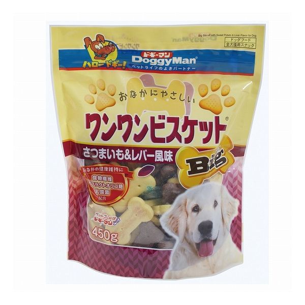 【4個セット】 ドギーマン おなかにやさしいワンワンビスケットBig さつまいも&レバー風味 450g x4【送料無料】