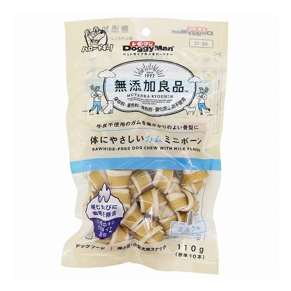 【12個セット】 ドギーマン 無添加良品 体にやさしいガム ミニボーン 110g(標準10本) x12【送料無料】