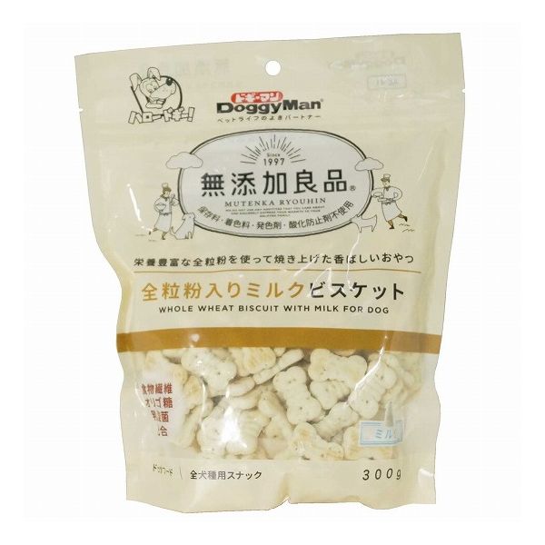 【12個セット】 ドギーマン 無添加良品 全粒粉入りミルクビスケット300g x12【送料無料】