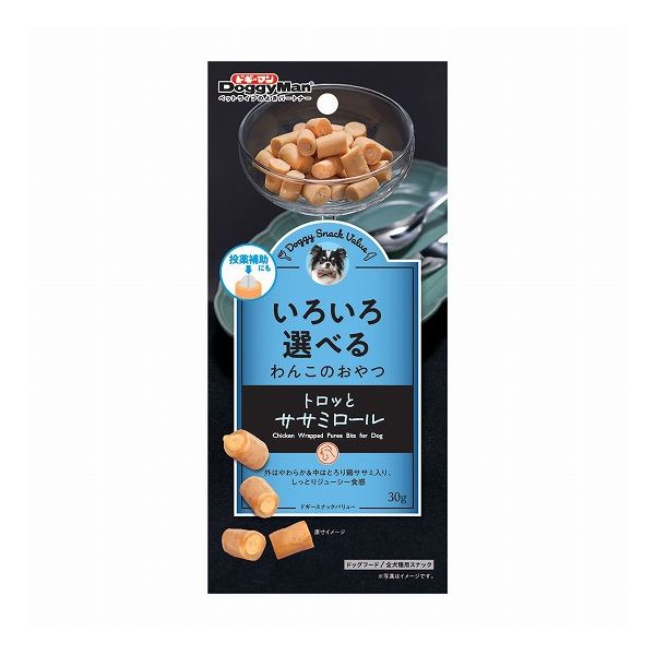 【取り寄せ品のご注意事項（ご注文前にご確認ください）】・本商品は原則注文後のキャンセルはお受けできません。・本商品と他商品で同梱注文をいただき、仮に他商品が完売等でご用意できない場合でも本商品は発送させていただきます。・本商品を複数（2点以上）注文いただき、完売等で注文数のご用意できない場合でもご用意できた数量は発送させていただきます。【商品説明】2層仕立てで異なる食感が楽しめるおやつ！・外はやわらか鶏ササミ、中はとろり鶏ササミが入った異なる食感が楽しめる2層仕立てのおやつです。・ワンちゃんが嫌がる投薬補助やしつけのご褒美としても使いやすく、食べやすいひとくちサイズ。・保存料、着色料、発色剤、酸化防止剤不使用。●原材料(成分)鶏ササミ、コーンスターチ、鶏脂、かつお節、食物繊維(セルロース)、増粘安定剤(寒天、グァーガム、ローカストビーンガム)、カゼインナトリウム、ミネラル類(ナトリウム)●賞味／使用期限(未開封)18ヶ月※仕入れ元の規定により半年以上期限の残った商品のみ出荷致します●保存方法別途パッケージに記載●原産国または製造地中国●メーカー名ドギーマンハヤシ 株式会社【送料について】北海道、沖縄、離島は送料を頂きます。
