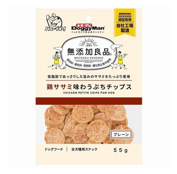 【3個セット】 ドギーマン 無添加良品 鶏ササミ味わうぷちチップス プレーン 55g x3