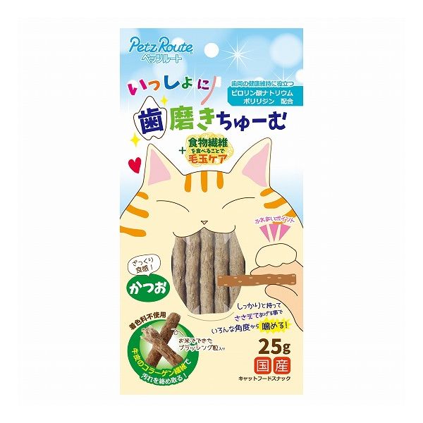 【取り寄せ品のご注意事項（ご注文前にご確認ください）】・本商品は原則注文後のキャンセルはお受けできません。・本商品と他商品で同梱注文をいただき、仮に他商品が完売等でご用意できない場合でも本商品は発送させていただきます。・本商品を複数（2点以上）注文いただき、完売等で注文数のご用意できない場合でもご用意できた数量は発送させていただきます。【商品説明】いっしょに楽しく歯みがき手に持って与える事でよく噛み、歯磨きになるざくざく美味しいソフトガム。牛皮のコラーゲン繊維を噛むことで歯垢を絡め取ります。歯周の健康維持に役立つ成分入り。食物繊維入り。着色料不使用。●原材料(成分)牛皮、魚粉、米粉、食物繊維、かつお、タピオカでん粉、グリセリン、酸化防止剤(ピロ亜硫酸Na、エリソルビン酸Na、ビタミンE)、保存料(ソルビン酸K)、ピロリン酸Na、ポリリジン●賞味／使用期限(未開封)13ヶ月※仕入れ元の規定により半年以上期限の残った商品のみ出荷致します●保存方法別途パッケージに記載●原産国または製造地日本●メーカー名株式会社 ペッツルート【送料について】北海道、沖縄、離島は送料を頂きます。