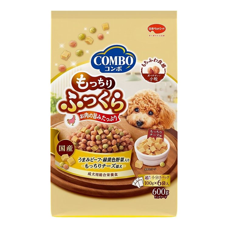 Premium - 日本ペットフード コンボ ドッグ もっちりふっくら うまみビーフ・もっちりチーズ添え 600g (100g×6)