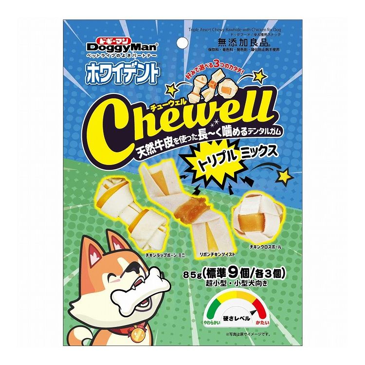 【商品説明】牛皮とシート状に加工した鶏むね肉を組み合わせました。チキンラップボーンミニ、リボンチキンツイスト、チキンクロスボール、の3つの形が楽しめます。保存料・着色料・発色剤・酸化防止剤不使用。○原材料牛皮、鶏胸肉、グリセリン、ソルビトール○賞味/使用期限(未開封)18ヶ月※仕入れ元の規定により3ヶ月以上期限の残った商品のみ出荷致します○保管方法別途パッケージに記載○原産国ベトナム○メーカー名ドギーマンハヤシ 株式会社【取り寄せ品のご注意事項（ご注文前にご確認ください）】・本商品は原則注文後のキャンセルはお受けできません。・本商品と他商品で同梱注文をいただき、仮に他商品が完売等でご用意できない場合でも本商品は発送させていただきます。・本商品を複数（2点以上）注文いただき、完売等で注文数のご用意できない場合でもご用意できた数量は発送させていただきます。【送料について】北海道、沖縄、離島は送料を頂きます。LINK単品2個セット6個セット12個セット