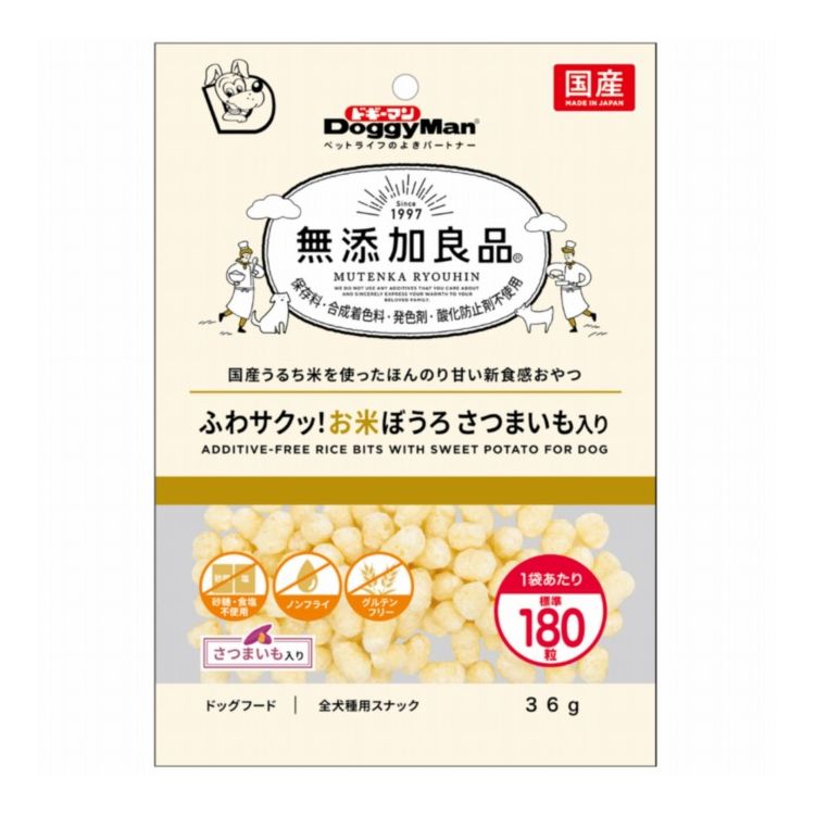 ドギーマン 無添加良品 ふわサクッ!お米ぼうろ さつまいも入り 36g