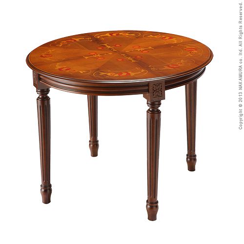 イタリア製 ヴェローナ クラシック ダイニングテーブル 円形 幅90 丸型 机 食卓 アンティーク コンパクト スリム おしゃれ テーブル 天然木 木製(代引不可)【送料無料】 [2]