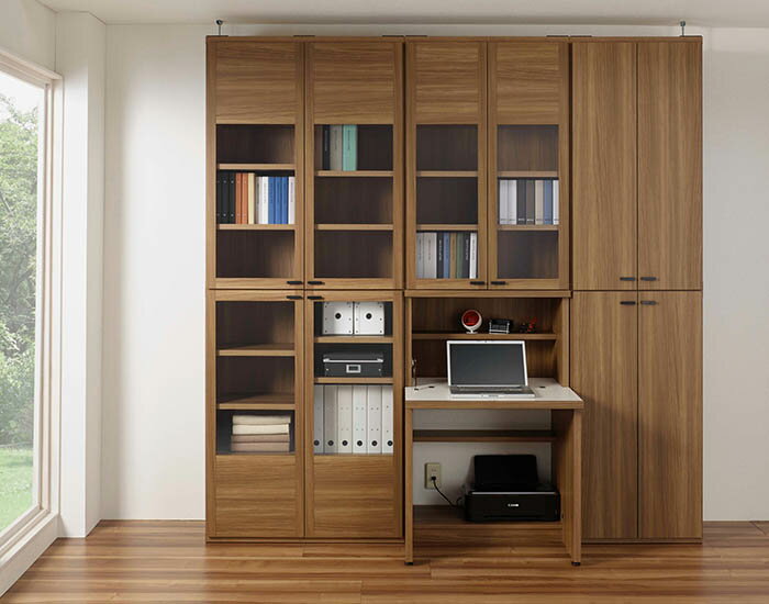 本州・四国は開梱設置無料 フナモコ リビングシェルフ 【幅74×高さ113cm】 リアルウォールナット GFD-74 (代引不可)【送料無料】