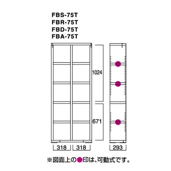 本州・四国は開梱設置無料 フナモコ ラチス ハイタイプシェルフ 【幅110×高さ180cm】 リアルウォールナット FBD-110T 日本製(代引不可)【送料無料】 [2]