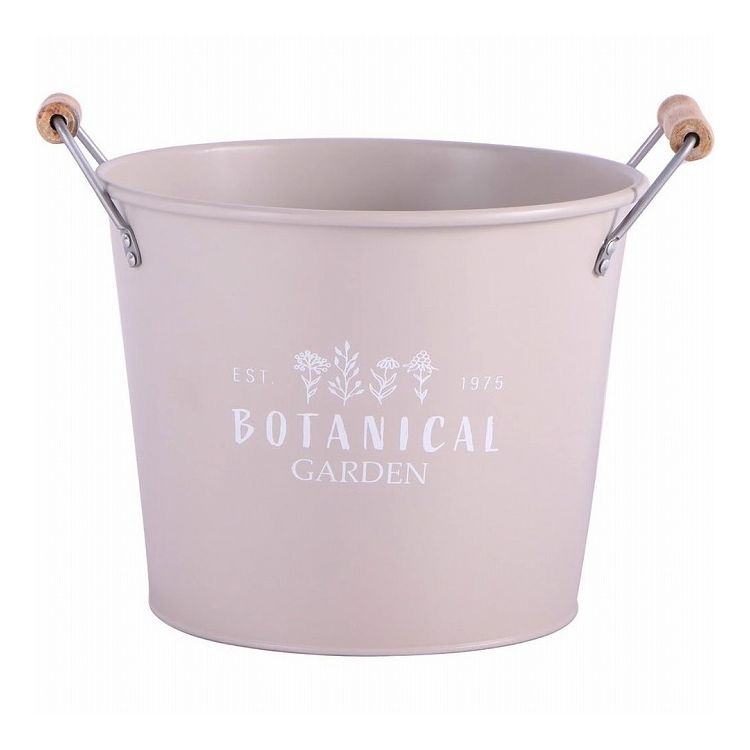 ベストコ 鉢 バスケット ラウンド S ワームグレー 小物入れ プラカップ付 水抜き穴 ブリキ NE-745 ボタニカルガーデン【送料無料】