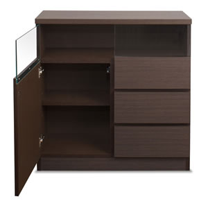 日本製 完成品 大川家具 リビング キャビネット 幅80 ブラウン 茶 引き出しタイプ おしゃれ 食器棚 カウンター 本棚 ブックラック 収納 国産【送料無料】