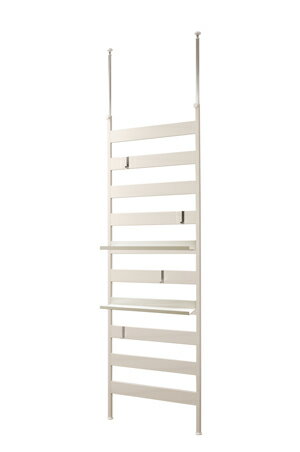 日本製 ラダーラック 幅65 ホワイト 棚板2枚 白 オープンラック つっぱり 突っ張り コンパクト スリム つっぱりラック おしゃれ 北欧 国産【送料無料】