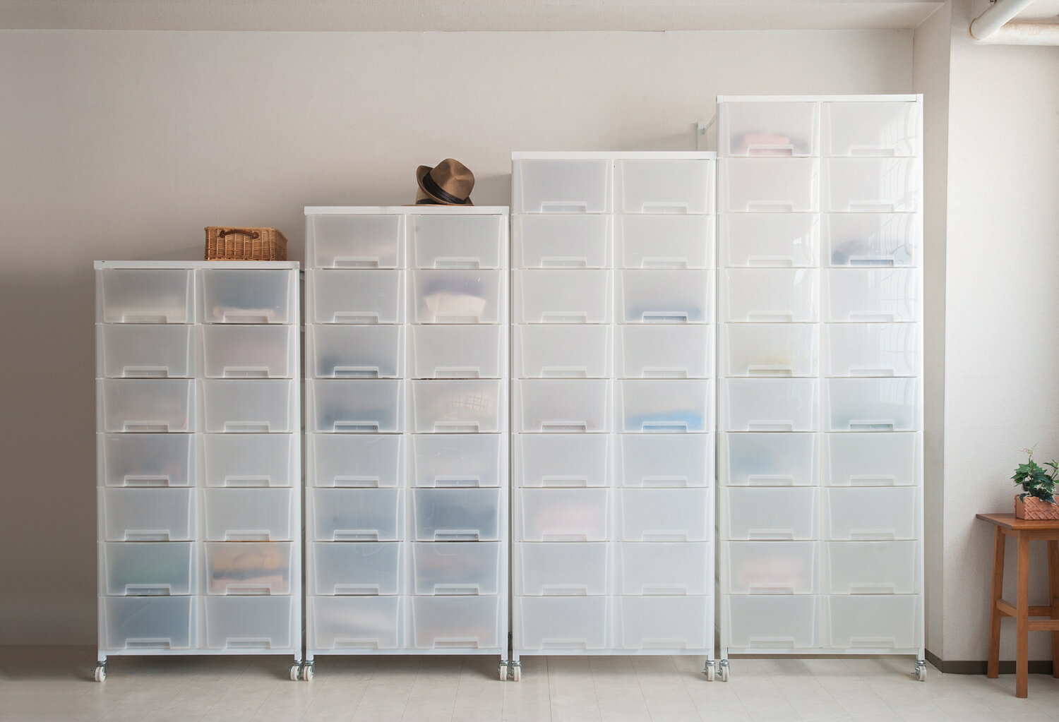 クローゼット 衣類収納 大量収納 大量収納プラスチックチェスト 2列×9段 ホワイト色【送料無料】 [3]