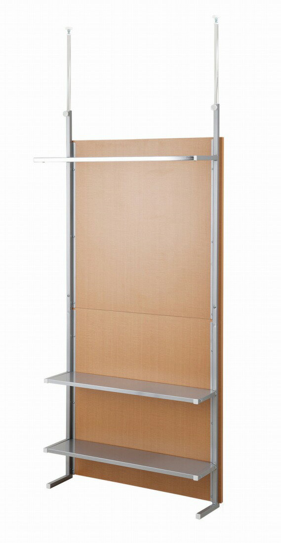 Office - 突っ張り間仕切りクローゼットパーテーション+棚収納 幅90cm ナチュラル色 つっぱり 薄型 ラダー 壁面収納 リフォーム DIY ウォールディスプレイ 壁面ラック お洒落 ワードローブ【送料無料】