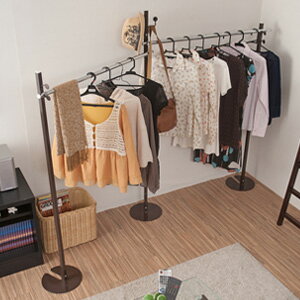 日本製 室内 物干し 兼用 ハンガー 幅211cm ポールハンガー 可変式 ブラウン 茶色 ポールハンガー ハンガーラック 衣類収納 服吊 ワードローブ 国産 ...