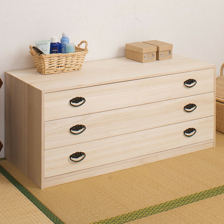 日本製 国産 完成品 桐引出しタンス3段 収納 桐収納 桐 引出し付き 押入れ収納 タンス たんす 箪笥 シンプル 和風 衣類収納(代引不可)【送料無料】