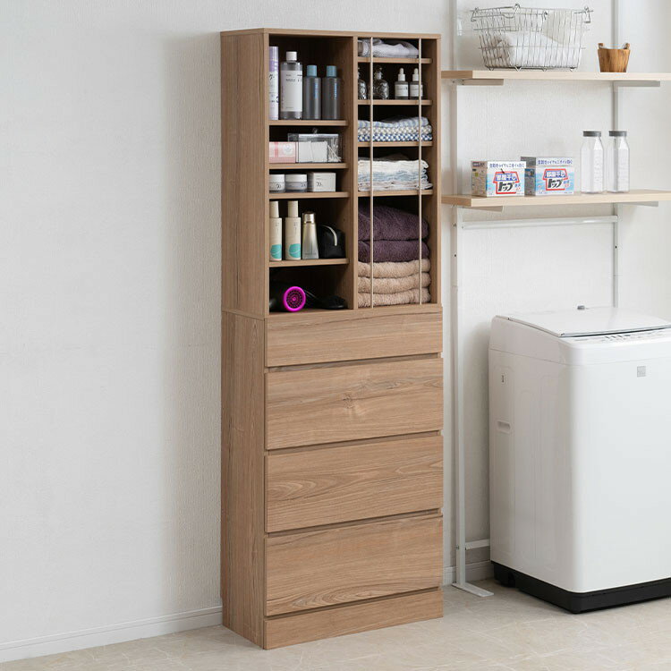 KING ランドリーチェスト 幅60.5 省スペース 洗面所 シンプル オープン棚 台 引出し 引き出し チェスト..