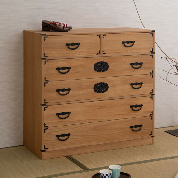 室町 桐箪笥 5段 幅100 高さ96 ナチュ�