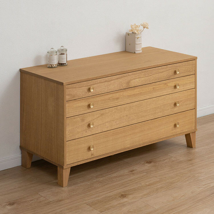 桐結 MUSUBI 総桐チェスト 4段 幅100 奥行44 高さ57 ナチュラル 日本製 完成品 うづくり仕上げ 浮造り仕上げ 真鍮 取っ手 モダン 天然木 チェス 洋服タンス 桐タンス 桐たんす 引き出し(代引不可)【送料無料】