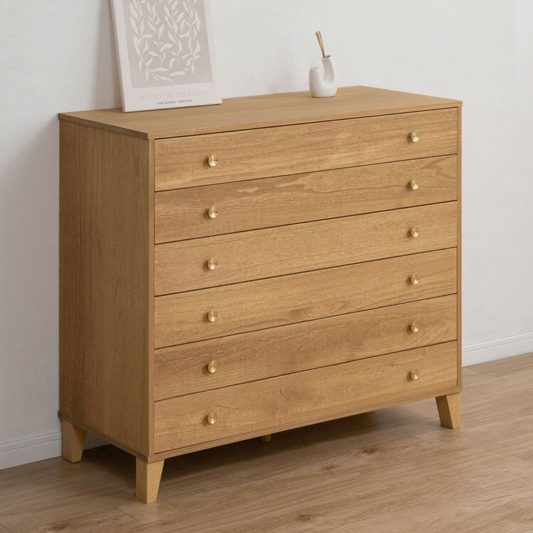 Mini Chest - 桐結 MUSUBI 総桐チェスト 6段 幅100 奥行44 高さ89 ナチュラル 日本製 完成品 うづくり仕上げ 浮造り仕上げ 真鍮 取っ手 モダン 天然木 チェス 洋服タンス 桐タンス 桐たんす 引き出し(代引不可)【送料無料】