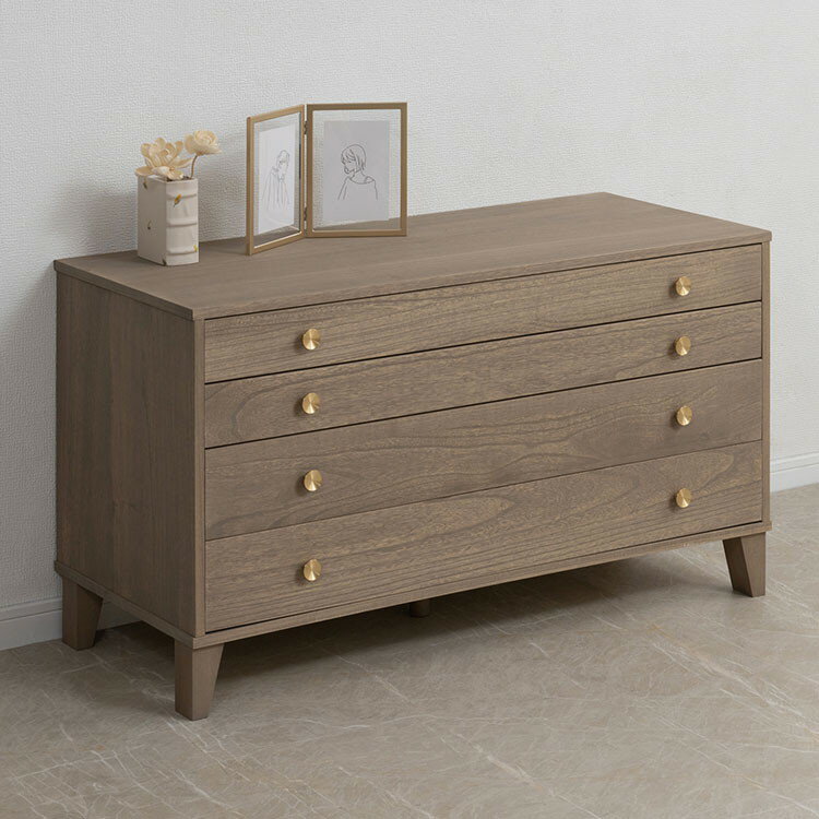 桐結 MUSUBI 総桐チェスト 4段 幅100 奥行44 高さ57 グレージュ 日本製 完成品 うづくり仕上げ 浮造り仕上げ 真鍮 取っ手 モダン 天然木 チェス 洋服タンス 桐タンス 桐たんす 引き出し(代引不可)【送料無料】