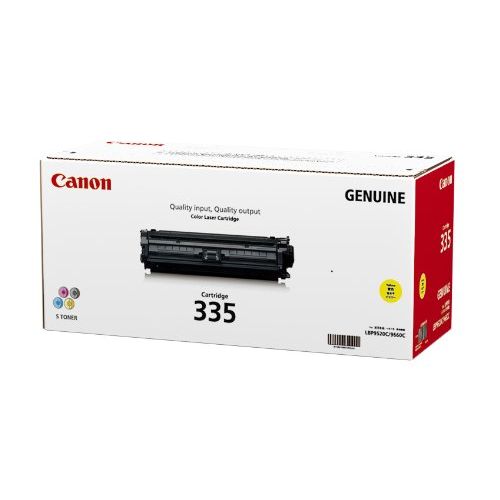 CANON トナーカートリッジ335 Y 【8670B001】 印字枚数 16500枚JANコード：4960999989129タイプ：純正色：イエロー対応メーカー：キヤノン●仕様／メーカー純正トナーカートリッジ●カラー／イエロー●対応機種／キヤノン：LBP9520C／9660Ci●印字可能枚数／約16,500枚●メーカー品番／CRG-335YEL※印字可能枚数はISO／IEC19798に基づき、A4普通紙に片面連続印刷した場合の平均値です。【代引きについて】こちらの商品は、代引きでの出荷は受け付けておりません。【送料について】北海道、沖縄、離島は送料を頂きます。