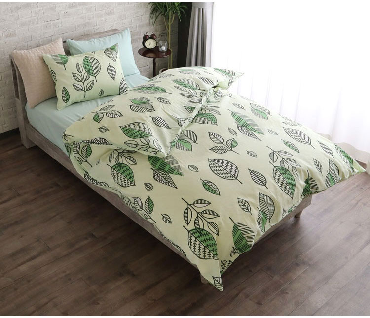 掛け布団カバー 両サイドファスナー ナチュラルリーフ シングルロング 150×210cm 掛布団 かけふとん カバー 寝具 寝具カバー かわいい おしゃれ 北欧 シンプル 新生活 ギフト プレゼント 綿100% 柄物(代引不可)【送料無料】
