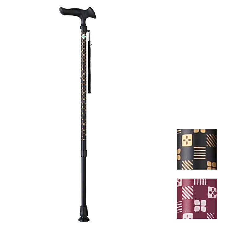 商品サイズ：幅15×奥行4×高さ73cm　280g材質：シャフト=アルミニウム グリップ=ポリプロピレン ストラップ=ナイロン 替えゴム=合成ゴム 原産国：台湾　完成品　対応身長＝約140〜185cm使用替えゴム=16mm用DX重量＝約280g約73.0〜95.5cm伸縮（10段階調節・2.5cmピッチ）身長に合わせて伸縮させることができるステッキです。グリップはシボ加工によりすこし滑り難くなっています斜めから突いても安定感のあるDX先ゴムを採用先ゴムの角度が接地面に合わせて変わるので、地面を突いた時に安定感があります。高級感のある市松柄＝黒・茜の2色。SGマーク取得【代引きについて】こちらの商品は、代引きでの出荷は受け付けておりません。【送料について】北海道、沖縄、離島は送料を頂きます。