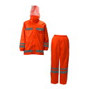 リフレクター付 レインスーツ オレンジ 男女兼用 旅行用品 便利グッズ 雨具 レインジャケット レインスーツ カッパ(代引不可)【送料無料】