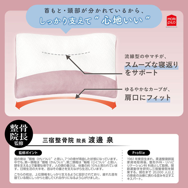 首を休めるまくら モリシタ わたタイプ 低反発タイプ そば殻タイプ 枕 35×55cm 選...