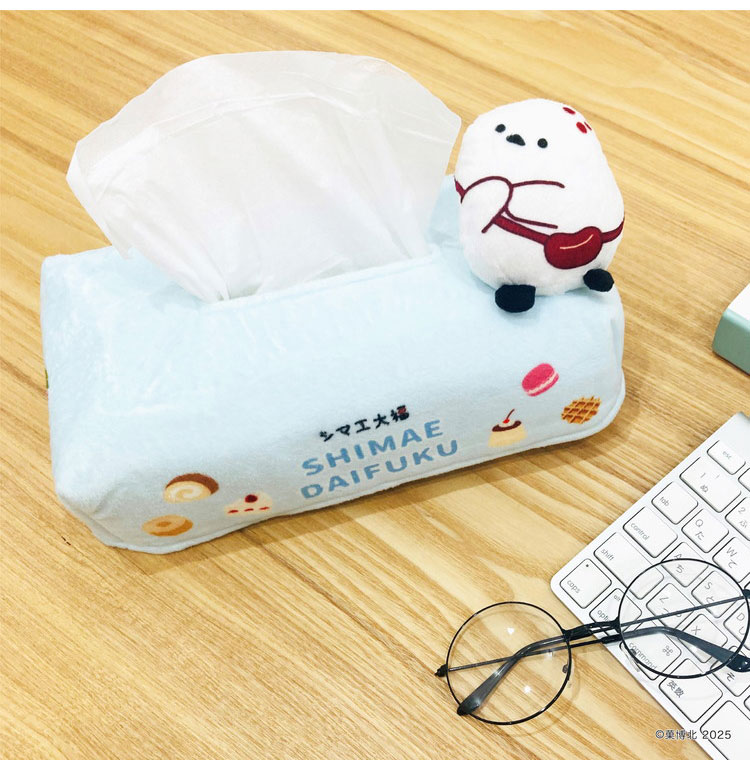 MORIPiLO ティッシュボックスカバー シマエ大福 マスコット付き シマエナガ 北海道 ティッシュ ティッシュケース ティッシュペーパー 手拭き ギフト プレゼント かわいい 動物(代引不可)【送料無料】