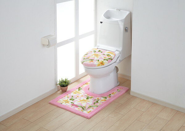 リコメン堂ホームライフ館のトイレカバー トイレ ふたカバー フタカバー暖房洗浄用グレイスフル（ピンク）　タテ44xヨコ38(代引き不可)【送料無料】｜アングル2