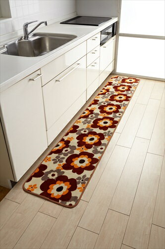 シルキータッチキッチンマット ボールドフラワー240cm(代引不可)【送料無料】(3.0)