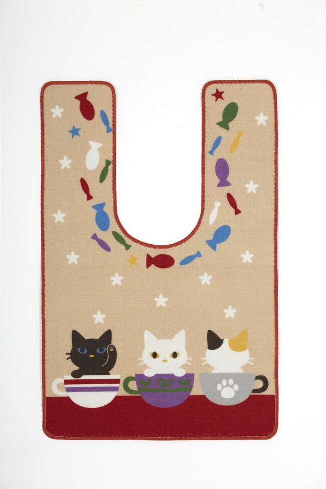 ワイドロングトイレマット子猫フレンズ120x80cm マット 敷き物 敷物 かわいい(代引...